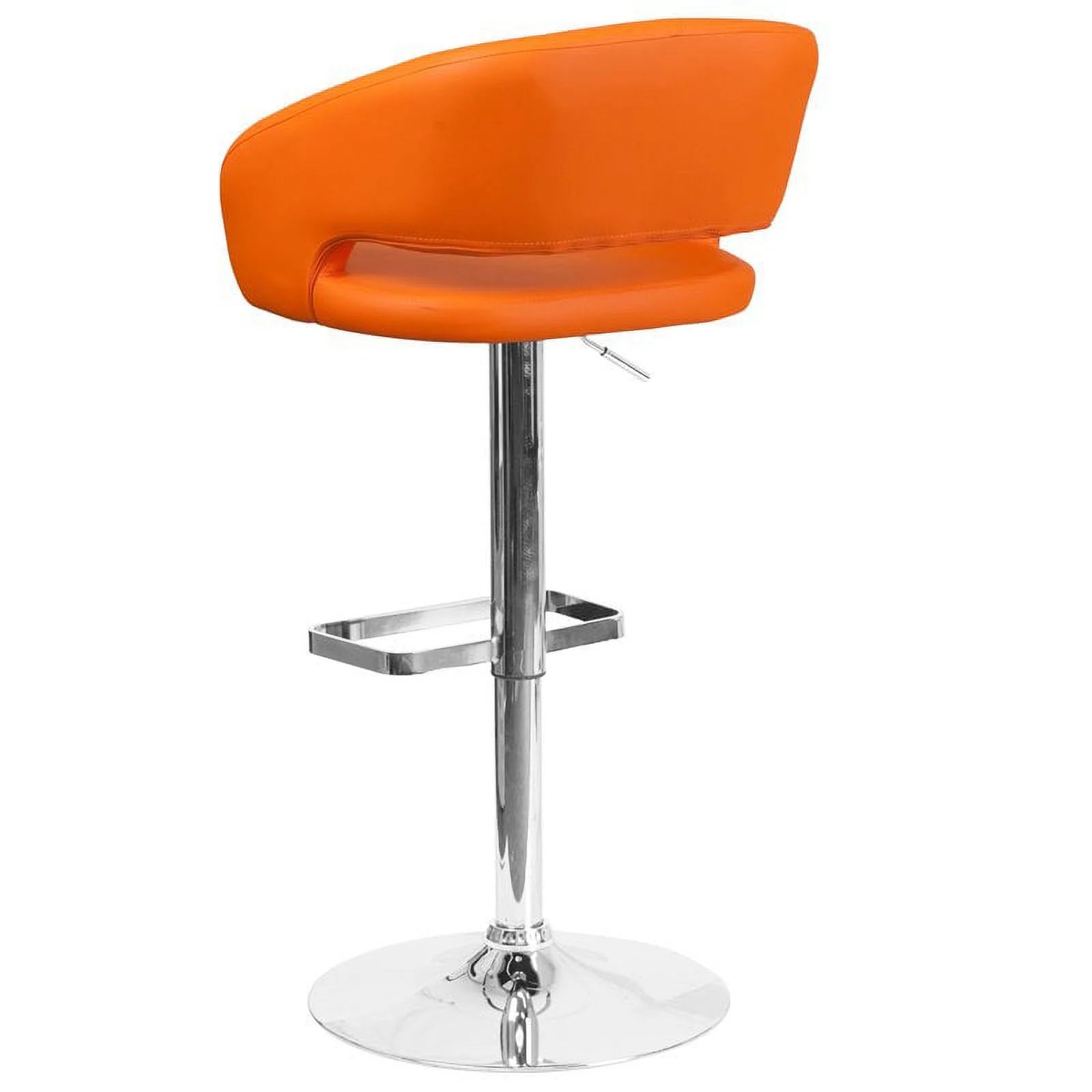 Modern Faux Leather Adjustable Bar Stool in Orange K1536