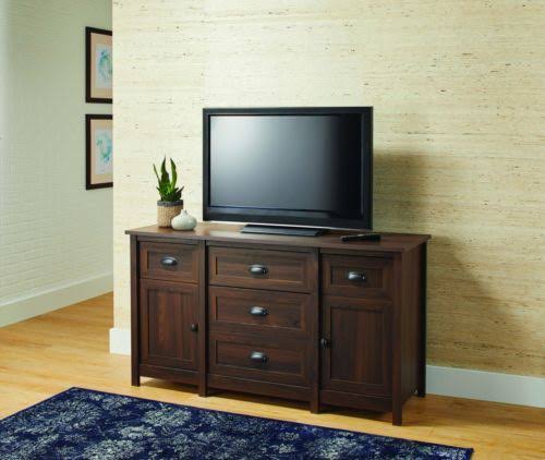 English Walnut Finish Entertainment Credenza V70177