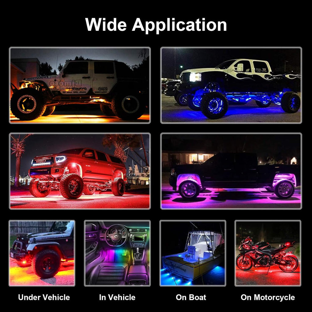 8 Pods Multicolor LED Rock Lights with APP Control G748