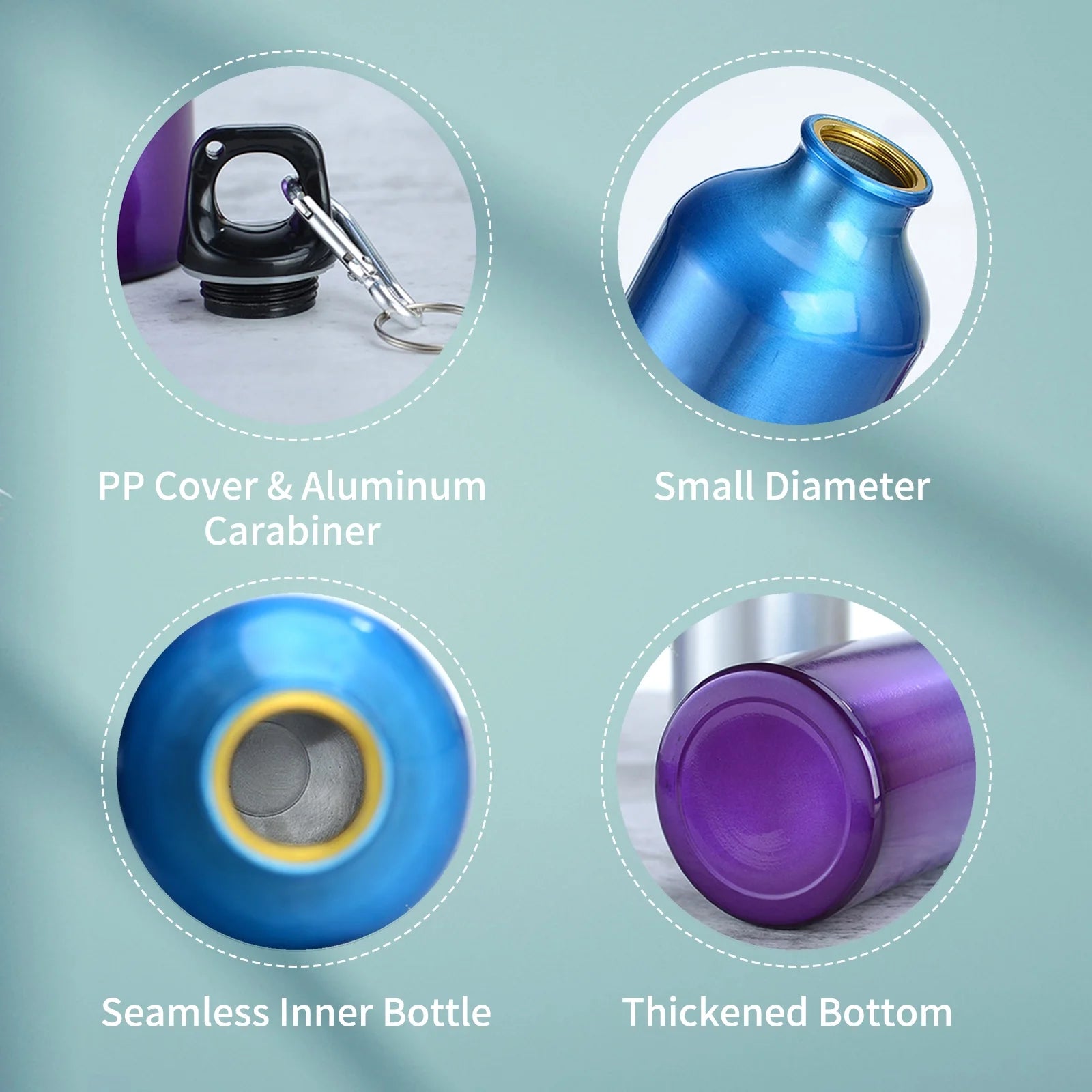 750Ml Portable Aluminum Bottle With Carabiner M847271