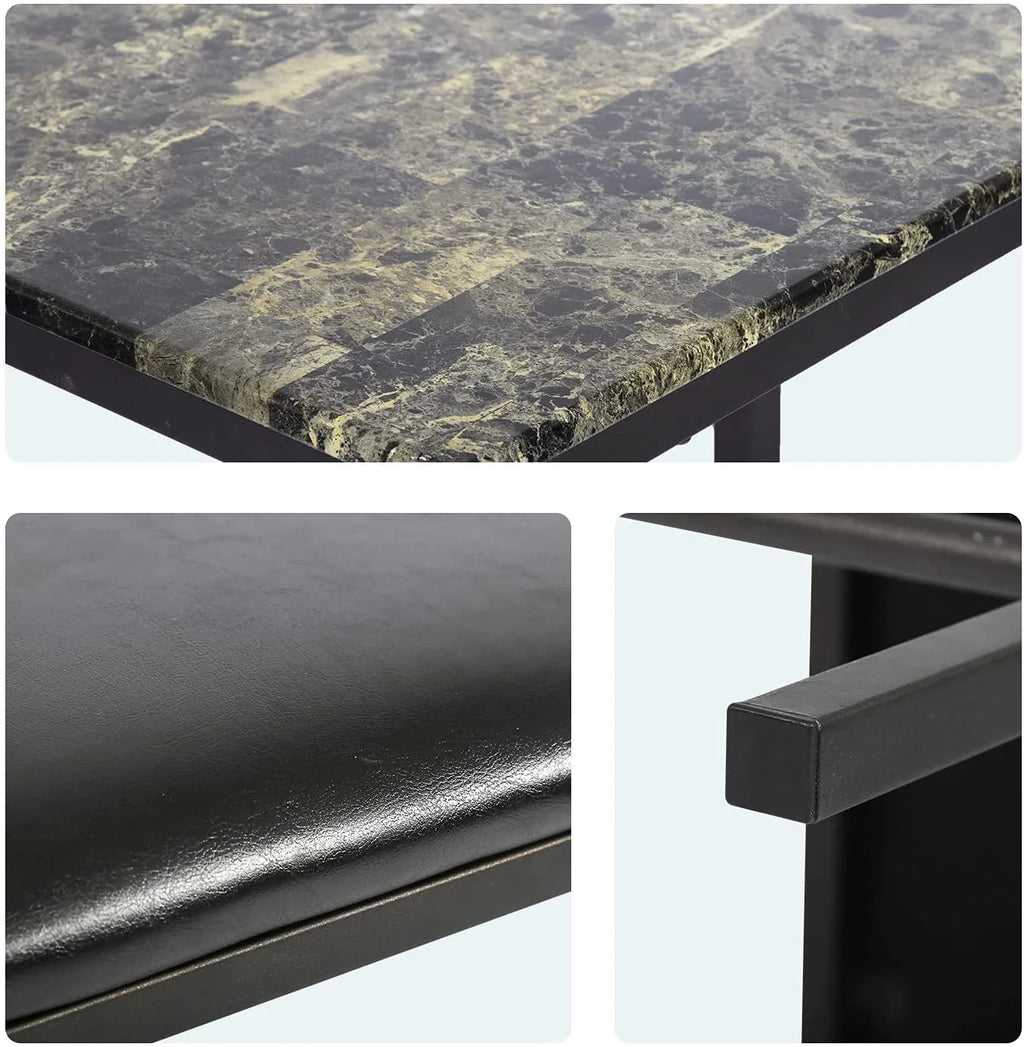 Brown Marble Rectangular Dining Table and Chair for 2 X8590