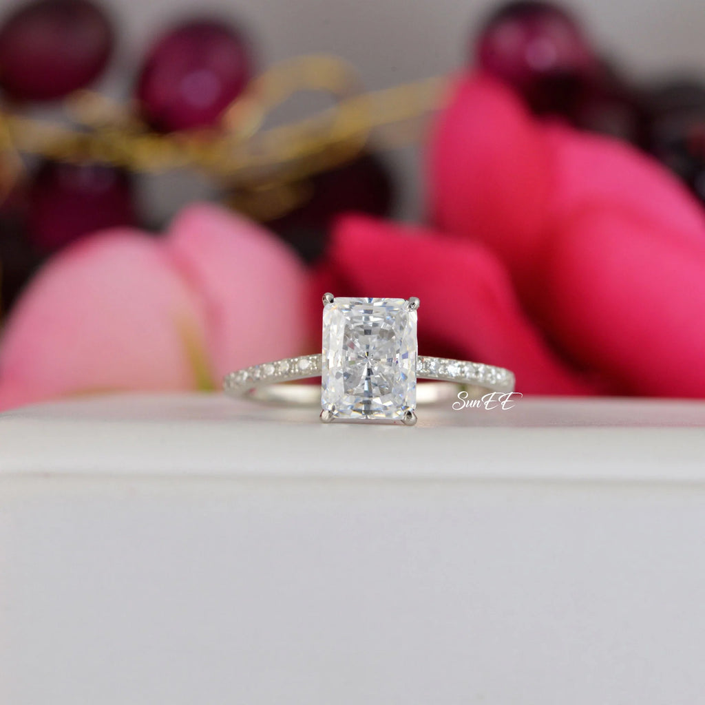 Radiant Cut Engagement Ring 925 Sterling Silver C985780