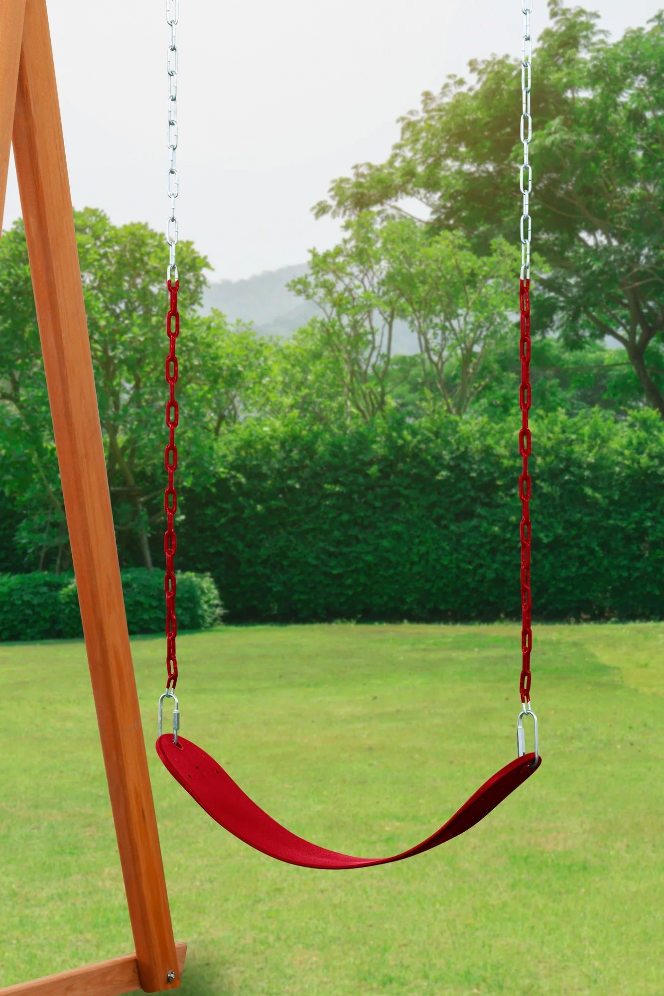 Cedar Swingset with Belt Swings and Trapeze Bar A16767