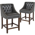 Dark Gray Leather Bar Stool Set of 2 U21534