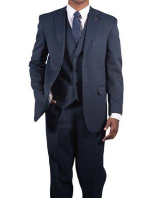 Navy Blue 40 Long Vested Suit X74990