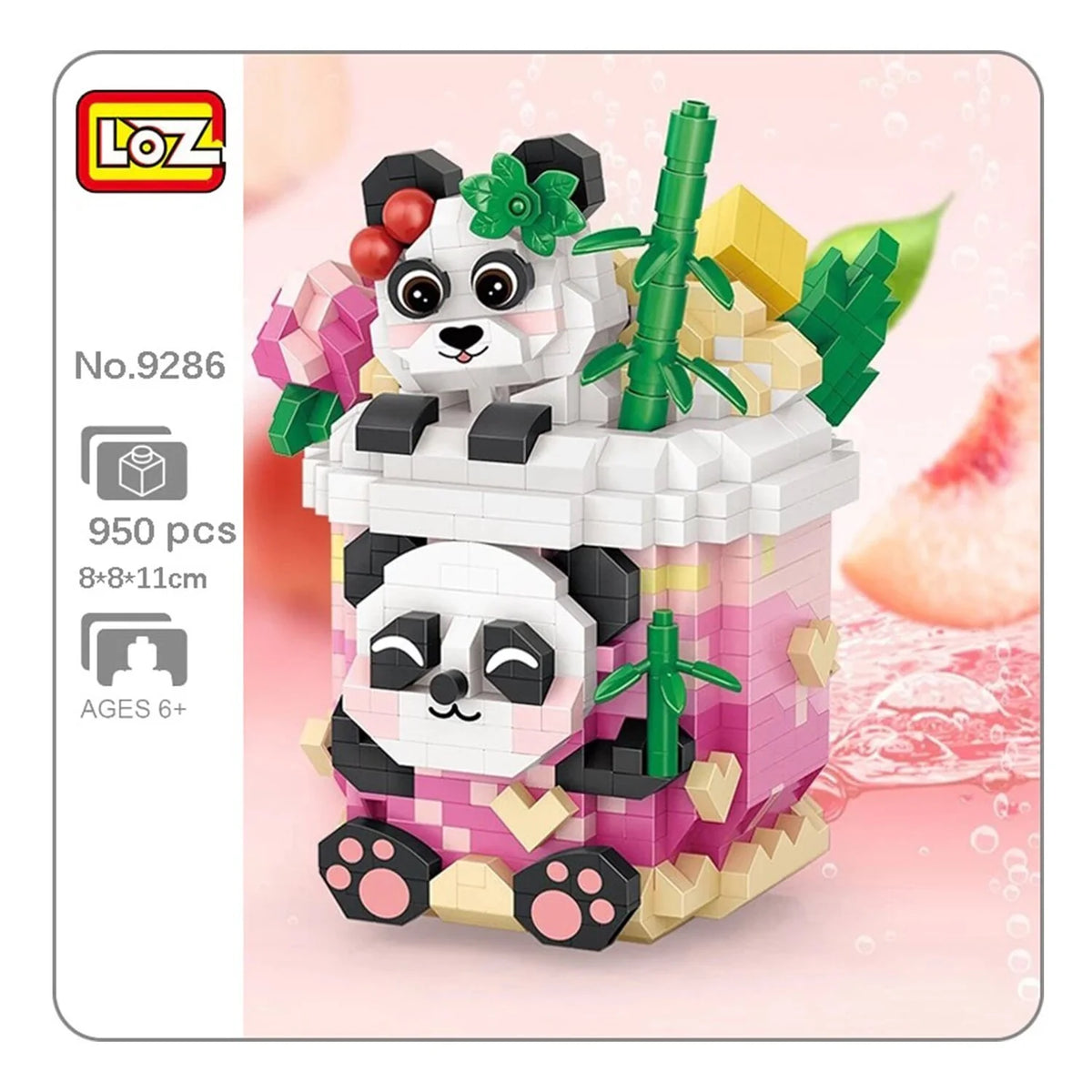 Mini Blocks Panda Peach Oolong 11 x 11 x 11cm A4843