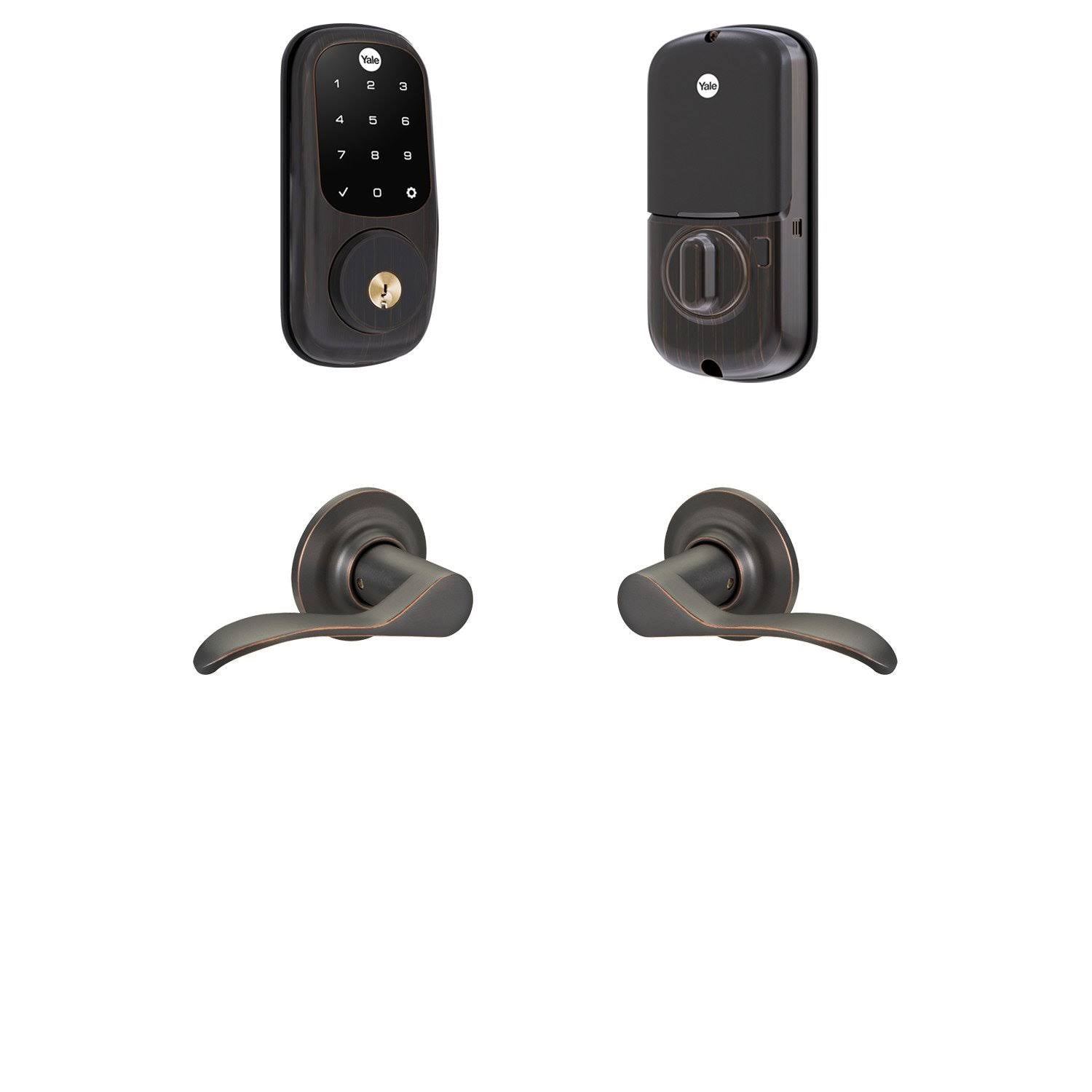 Connected by August Assure Lock Touchscreen Deadbolt with Passage Norwood Levers W645