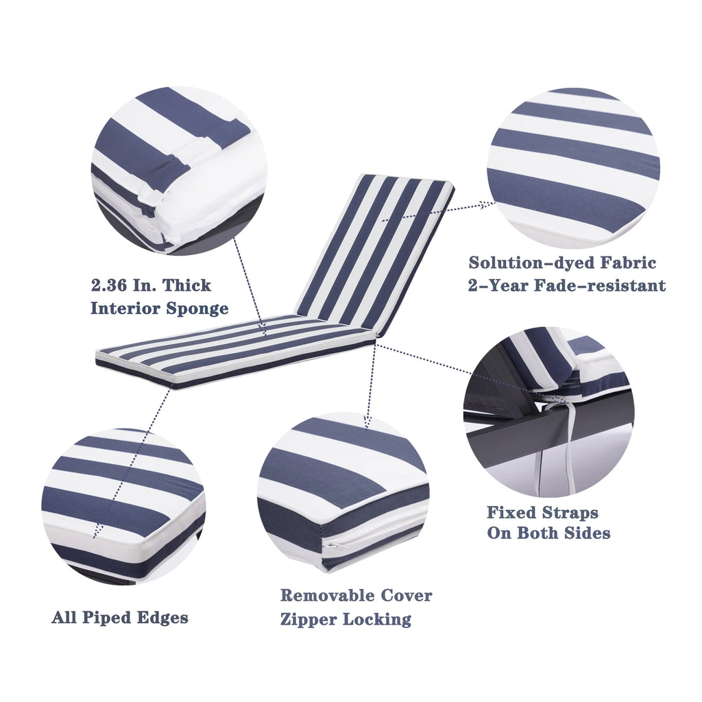 Blue Chaise Lounge Chair Cushion Replacement Seat Pad Q89112