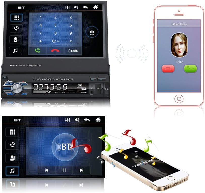 7 Inch Single Din Touchscreen Car Stereo with Wireless Remote Control L97633