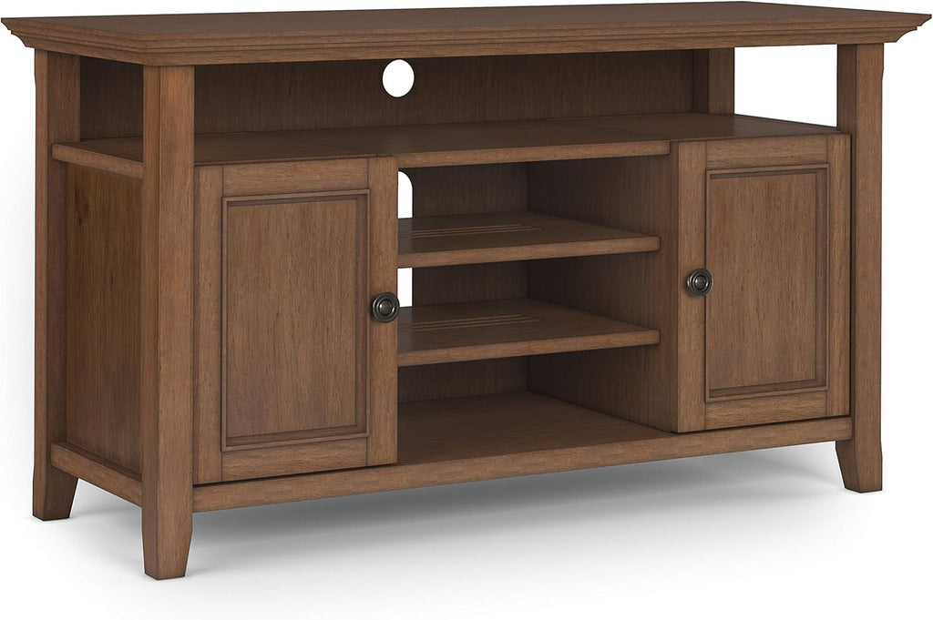 Solid Wood TV Media Stand with Storage Cabinet and Shelves J628830