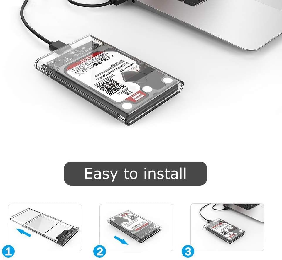 2.5 External Hard Drive Enclosure, SATA to USB 3.1 Tool-Free Clear Case Y491619