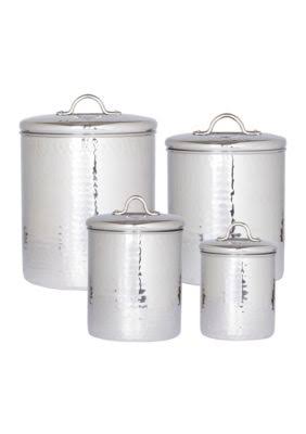 4 Piece Hammered Stainless Steel Canister Set X430