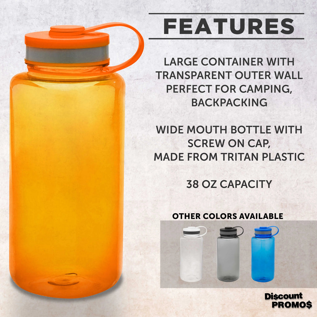 Plastic Sports Water Bottles with Flip Lid 38 oz. Set of 10 A986727