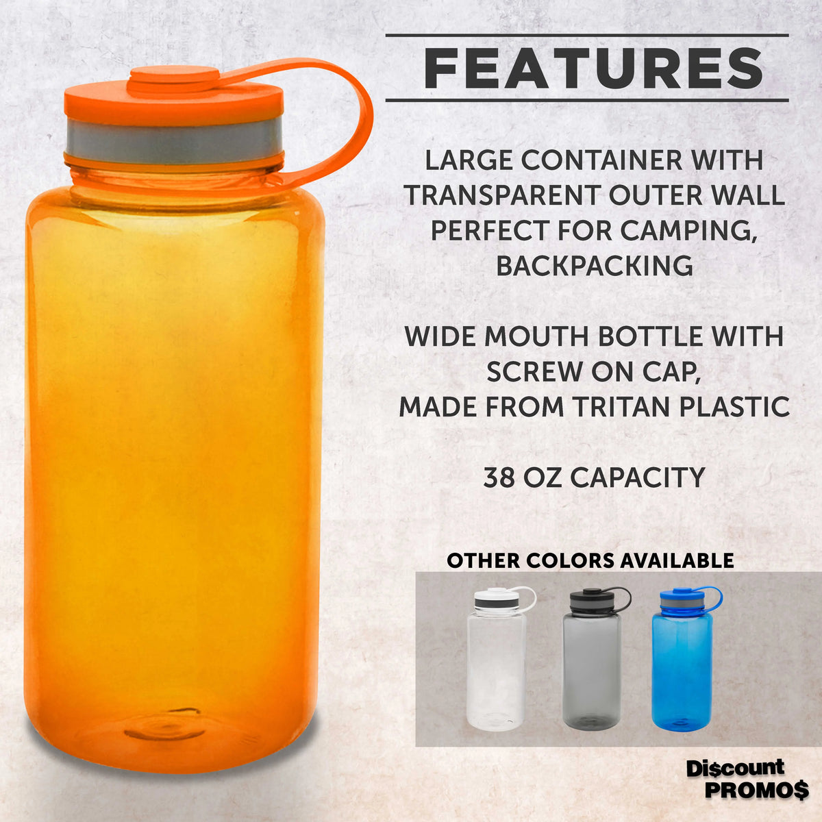 Plastic Sports Water Bottles with Flip Lid 38 oz. Set of 10 A986727
