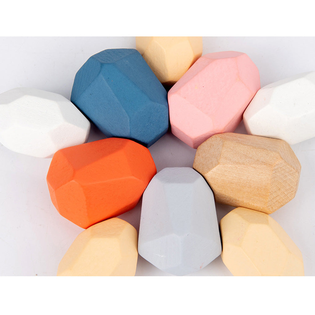 36 Pcs Wooden Colored Stone Stacking Game Building Block G138381