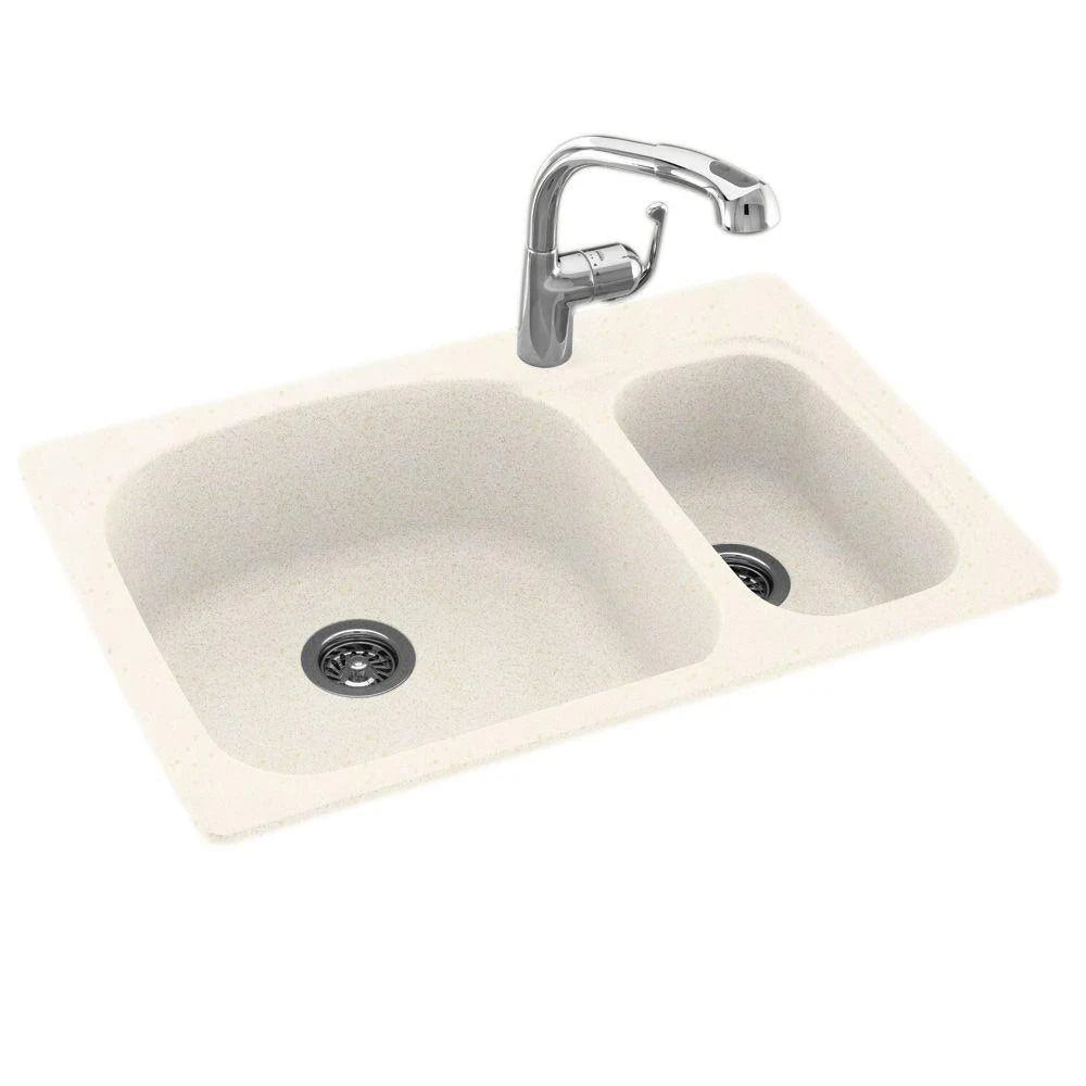 Solid Surface Double Basin Drop-In Kitchen Sink L672199
