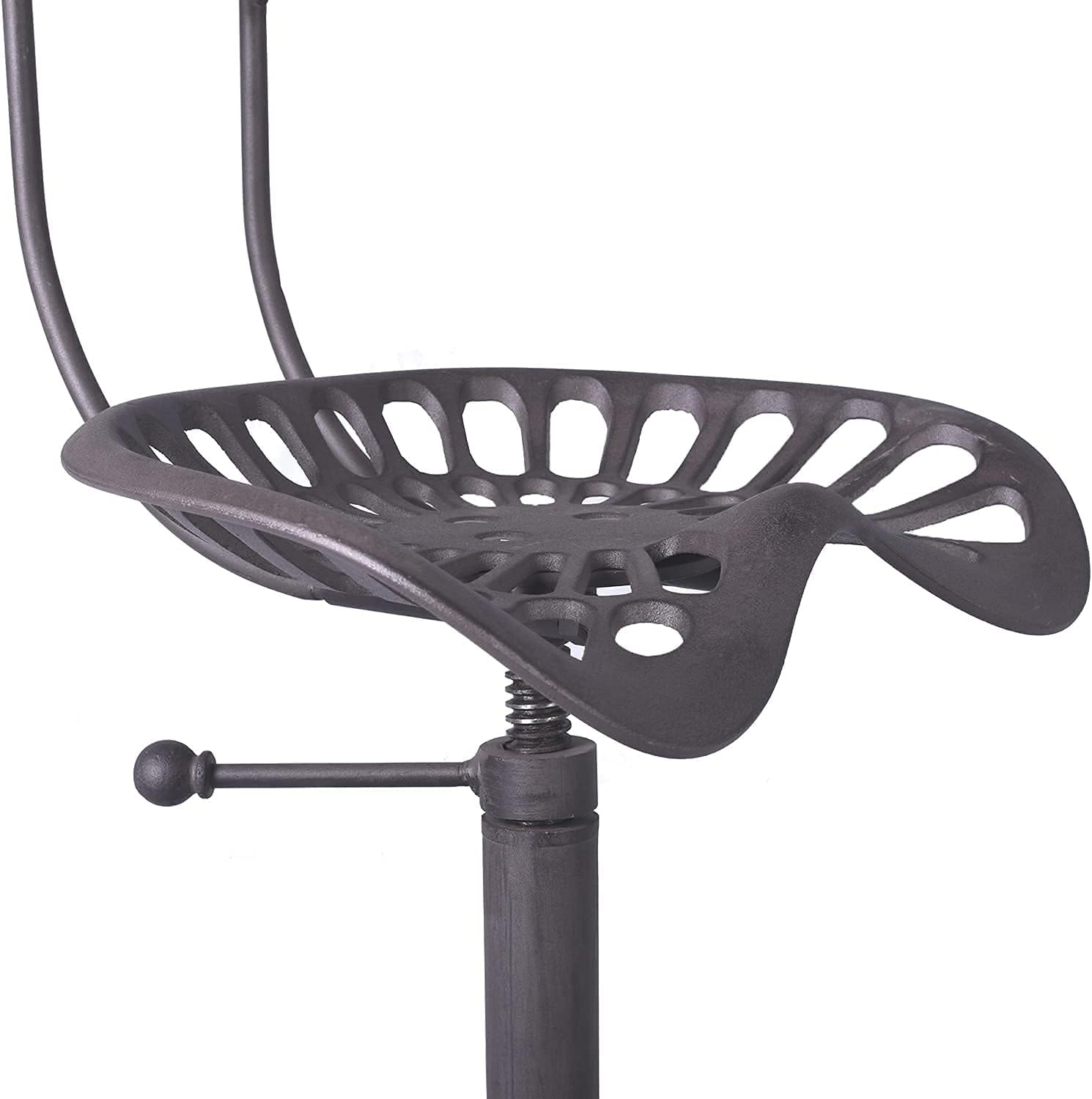 Rust Industrial Cast Iron Tractor Seat Bar Stool with Back R10384