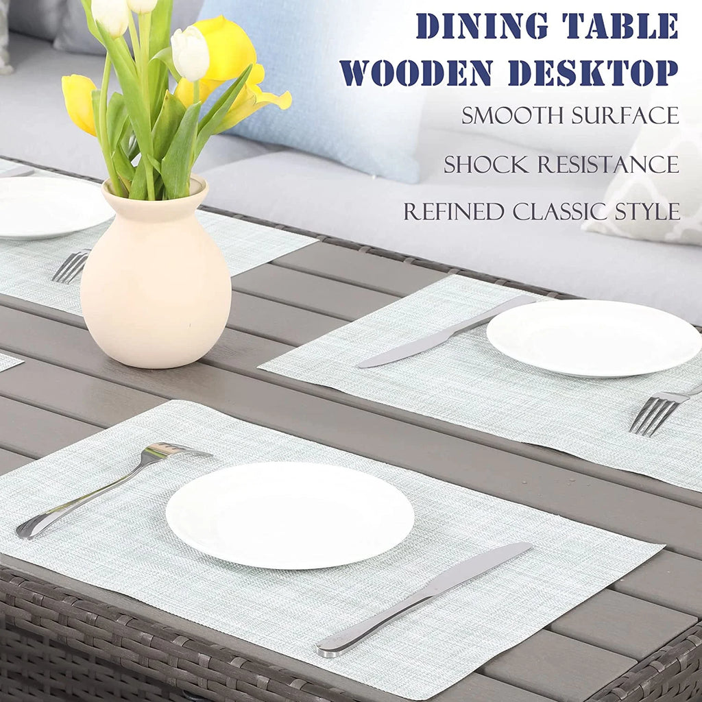 7 Piece Outdoor Dining Sectional Sofa with Dining Table and Chair F9951