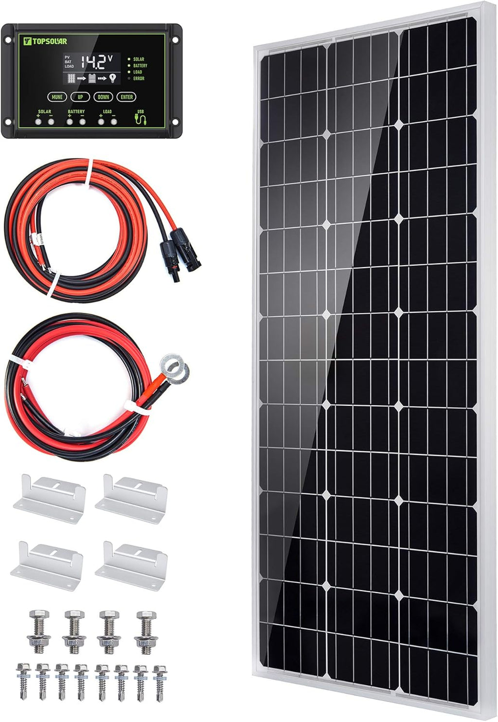 100 Watt 12 Volt Monocrystalline Solar Panel Kit with 20A Charge Controller Y472