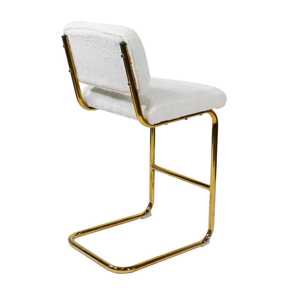 Ivory Boucle Fabric Counter Height Bar Stools Set of 2 B4327
