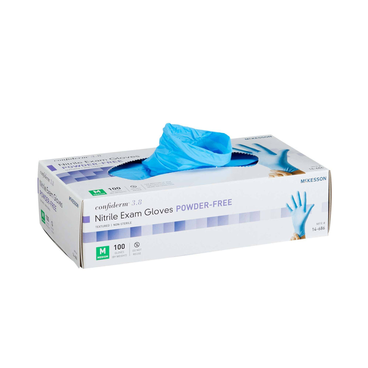 3.8 Exam Glove Medium Nitrile Blue, Case of 1000 S124489