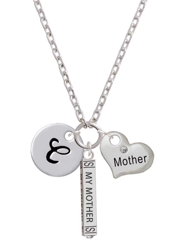 Silvertone Script Letter C Disc Zoe Necklace K895