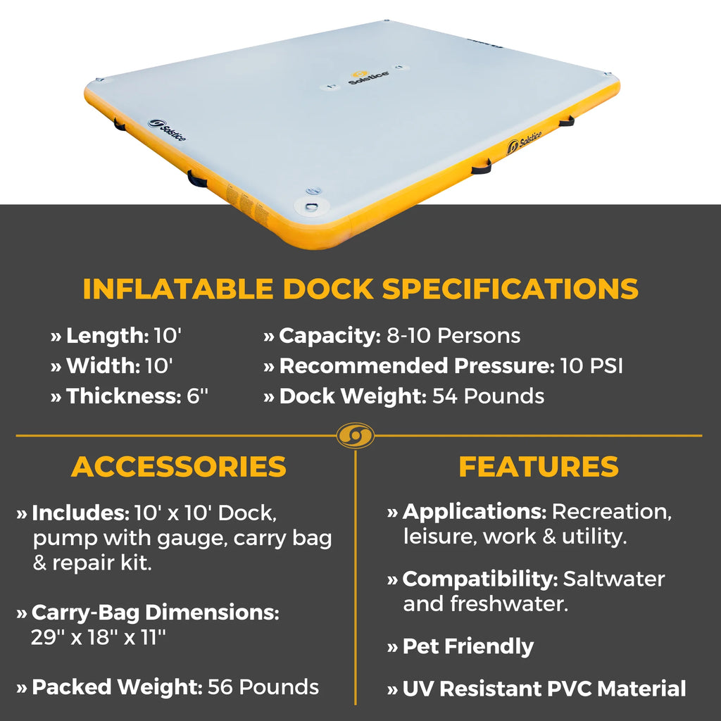 10’ X 10’ Inflatable Dock with Pump and Bag N86799