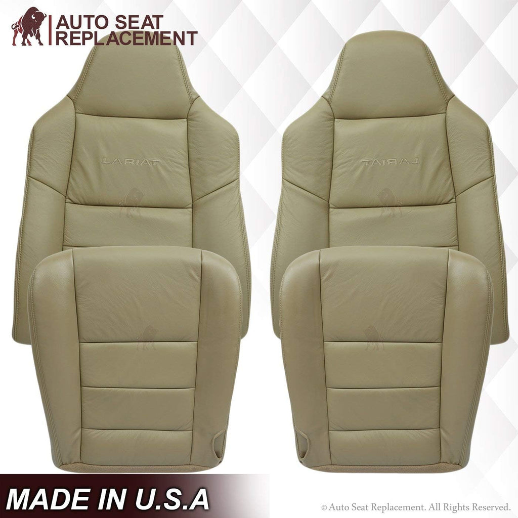 Leather Seat Cover for Ford F250 F350 in Medium Parchment Tan Driver & Passenger T609