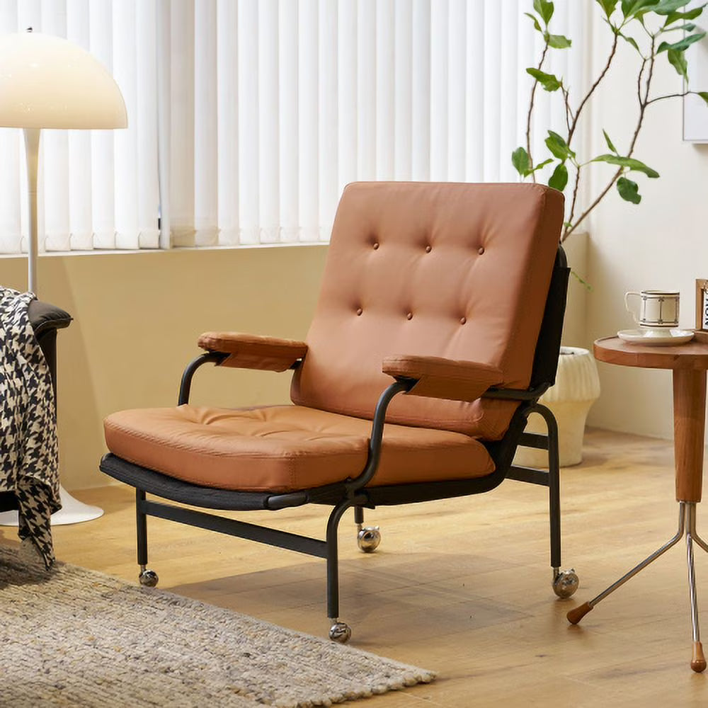Bonded Leather High Back Accent Chair with Metal Legs Q25366