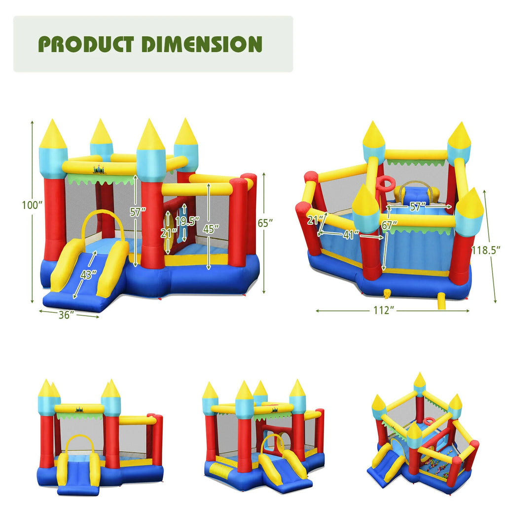 Inflatable Bounce House Slide with Tunnels Ball Pit & 480W Blower S159829