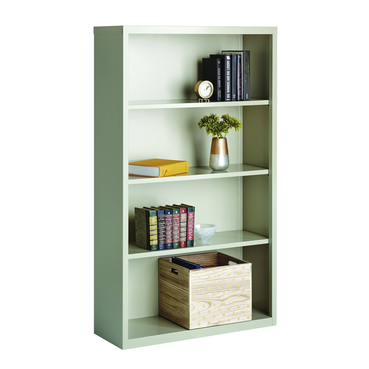 4 Shelf Metal Bookcase in Light Gray W953674