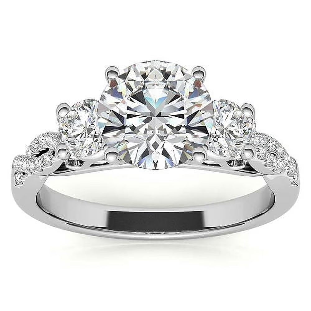 14k Gold Three Stone Diamond Engagement Ring Q979