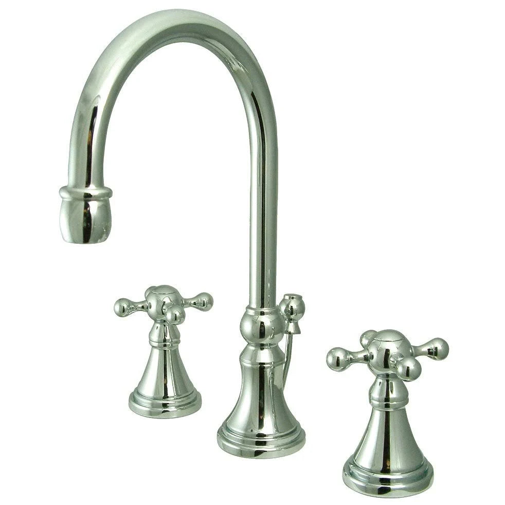 Polished Chrome Widespread Lavatory Faucet with Brass Pop-Up I471