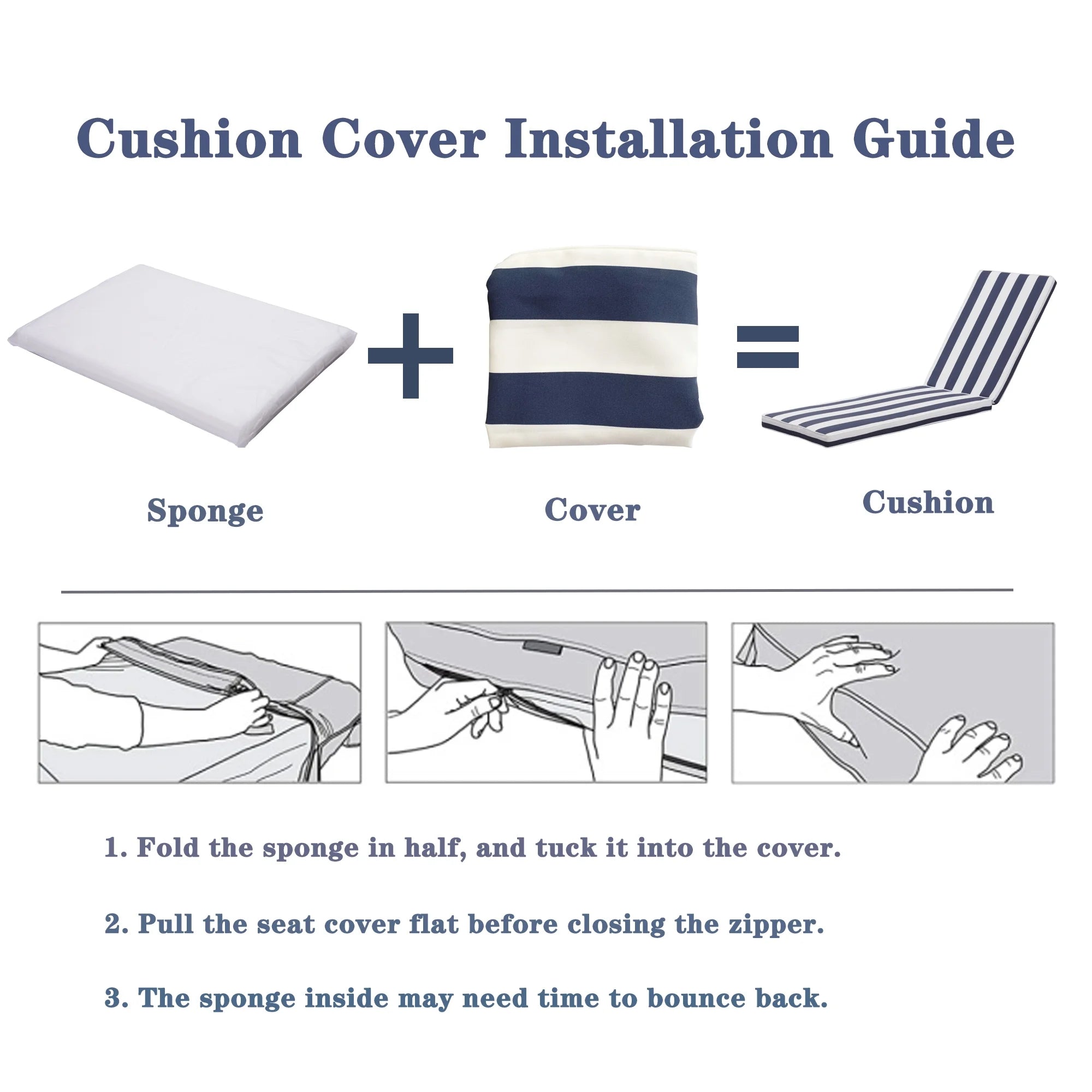 Blue Chaise Lounge Chair Cushion Replacement Seat Pad Q89112