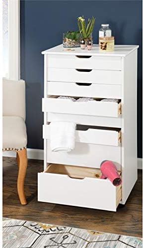 White Wash Eight Drawer Rolling File Cabinet Dresser X13502