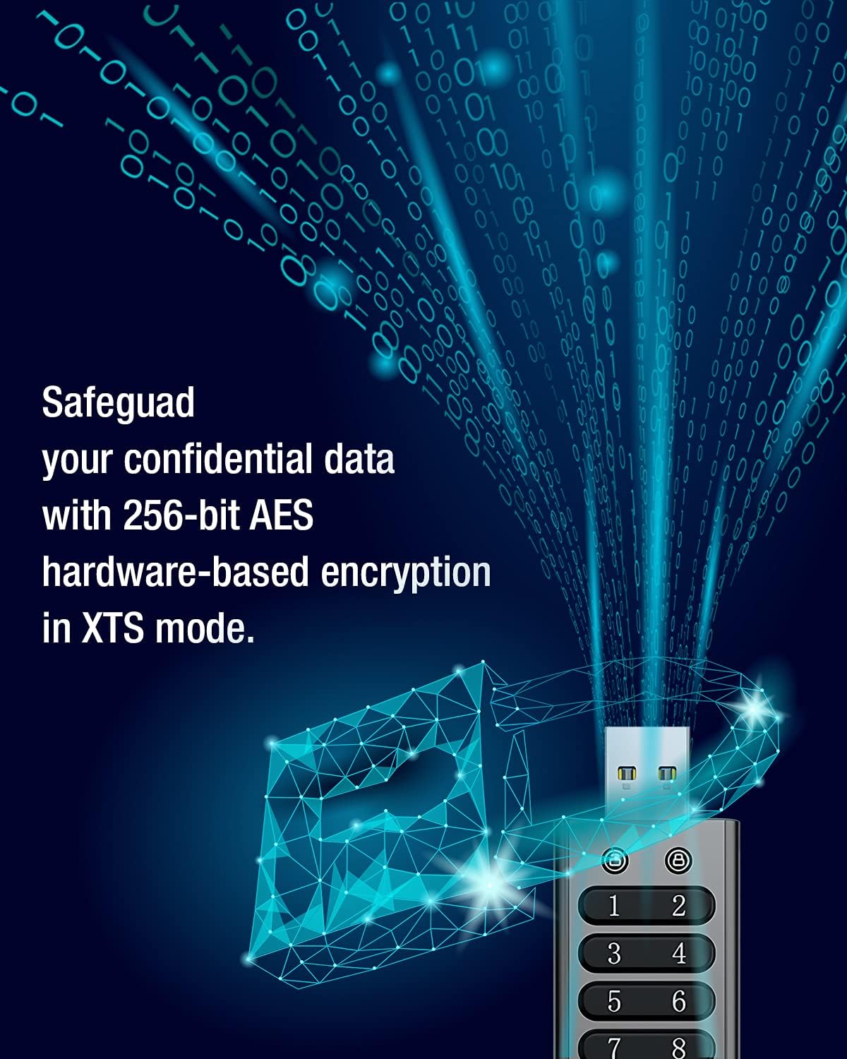 64GB Secure Encrypted USB Flash Drive with Keypad V89798