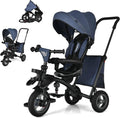 7 in 1 Folding Toddler Tricycle with Rotatable Seat (Blue) L980