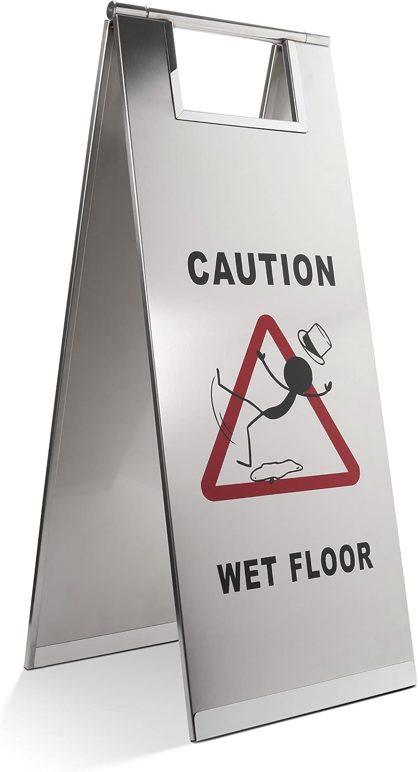 Stainless Steel Wet Floor Caution Sign Z542