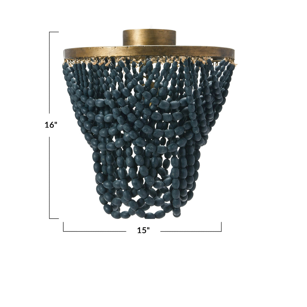 2-Tier Wood Bead Semi-Flush Mount Ceiling Light J7116