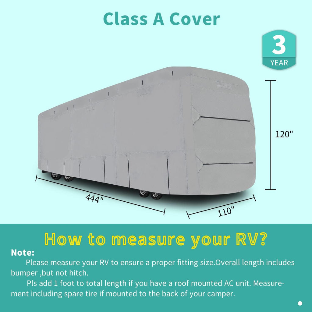 RV Cover, Extra-Thick 4 Layers Anti-UV Top Panel, Fits 33'- 37' Motorhome Y70279
