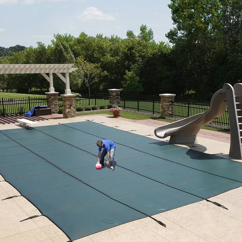Blue 20-Year Ultra Light Solid Safety Cover for 12-ft x 24-ft Rect Pool D7957