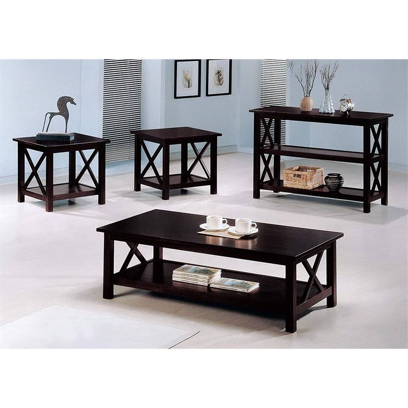 3 Piece Casual Occasional Table Set in Cappuccino R816263