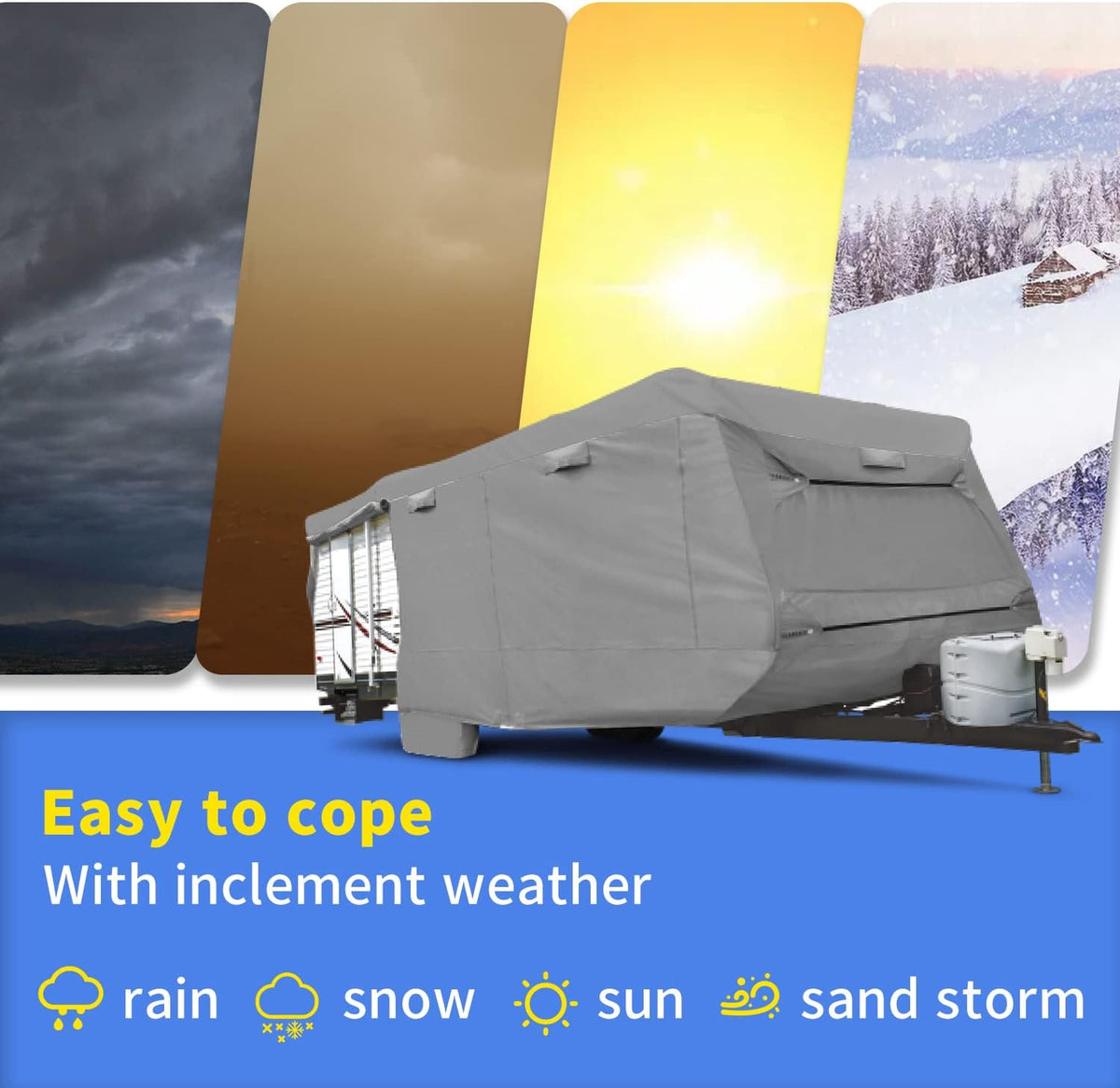 RV Cover, Extra-Thick 4 Layers Anti-UV Top Panel, Fits 33'- 37' Motorhome Y70279