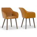 Caramel Brown Faux Leather Arm Chair with Beech Legs (Set of 2) N4014