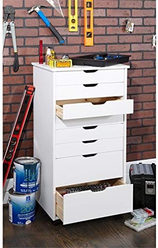 White Wash Eight Drawer Rolling File Cabinet Dresser X13502
