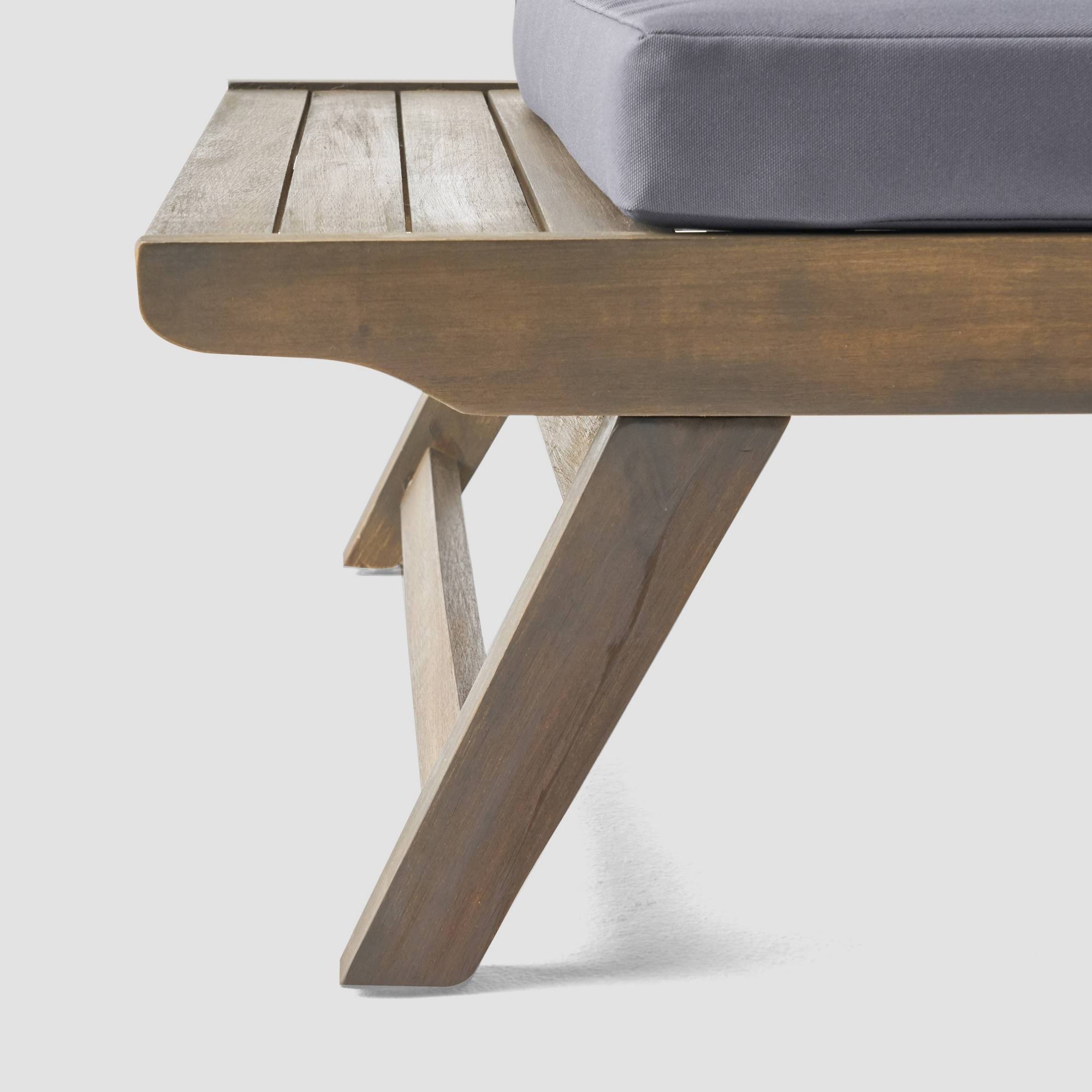 Outdoor Acacia Wood Chair Set of 2, Dark Gray S6951
