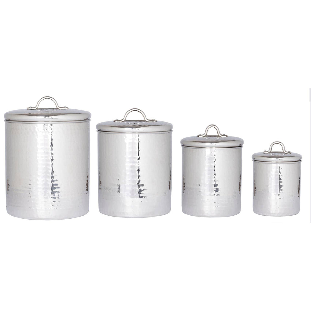 4 Piece Hammered Stainless Steel Canister Set X430