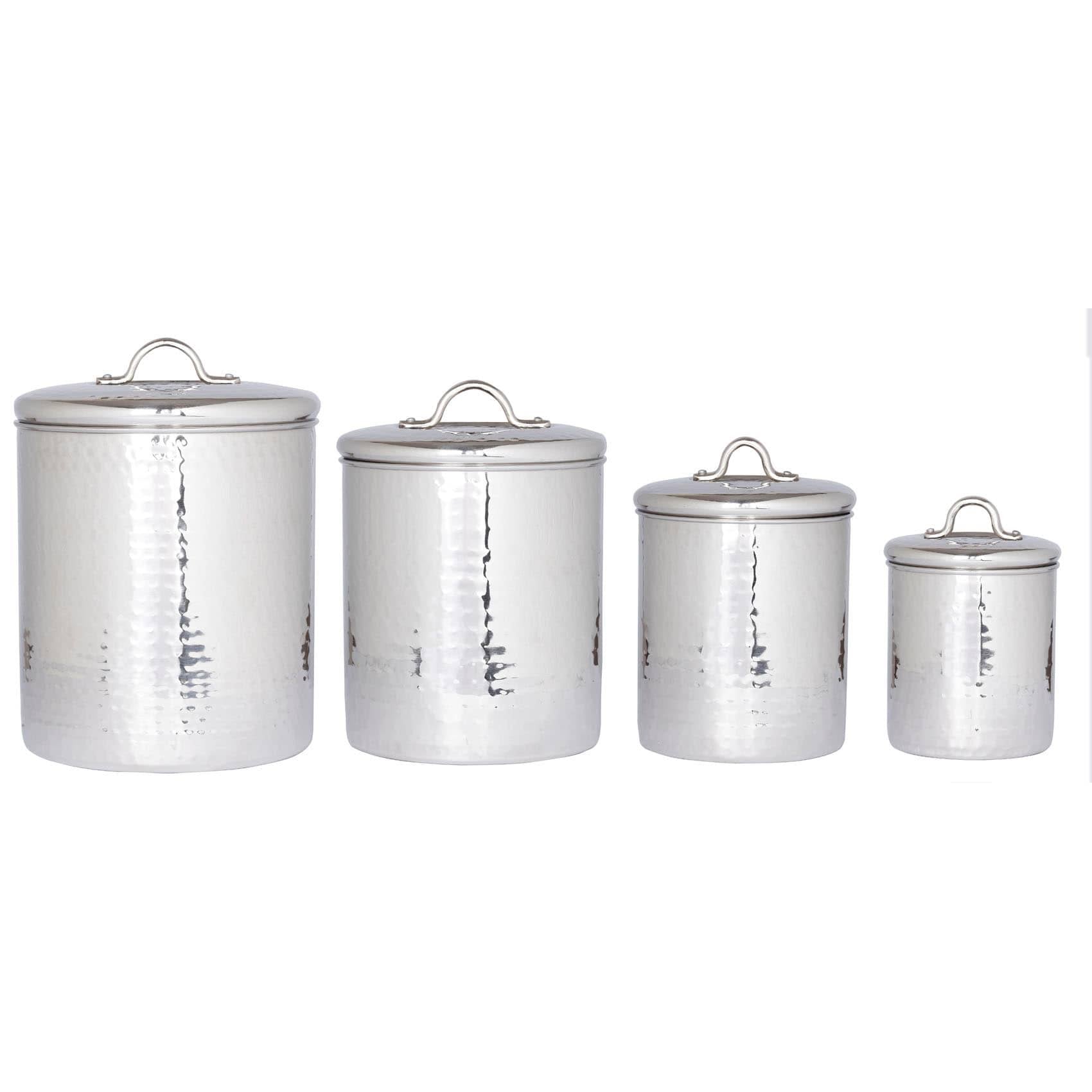 4 Piece Hammered Stainless Steel Canister Set X430