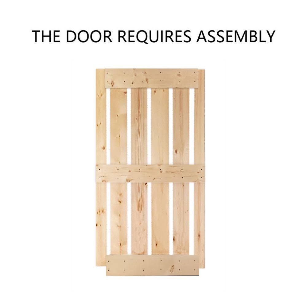 Unfinished 2 Panel Wood Barn Door with Sliding Hardware F5401