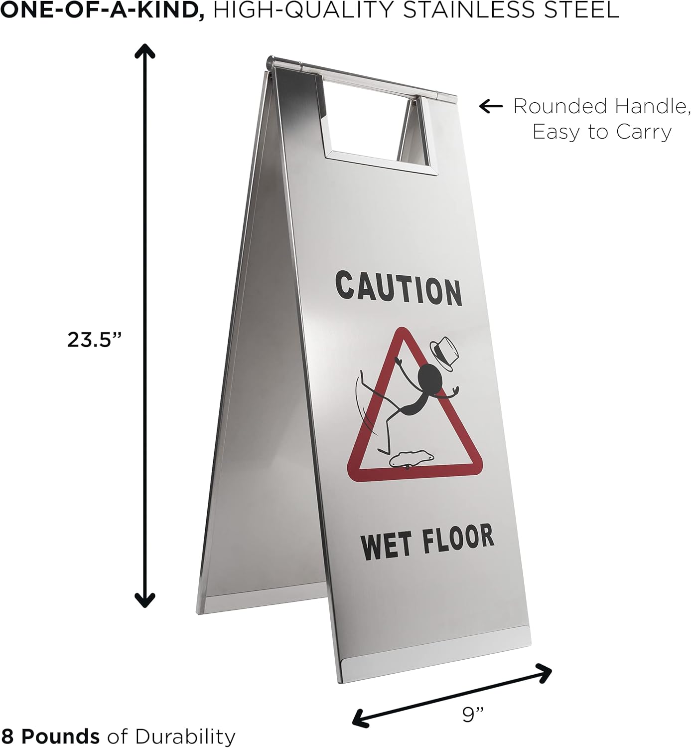 Stainless Steel Wet Floor Caution Sign Z542